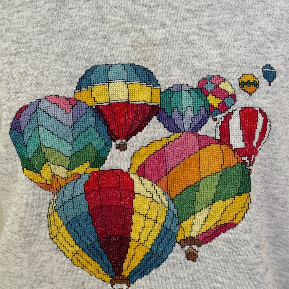 Hot air balloon embroidered 
Sturdy Sweatshirt by Lee Gray-  Colorful - Picture 4 of 11